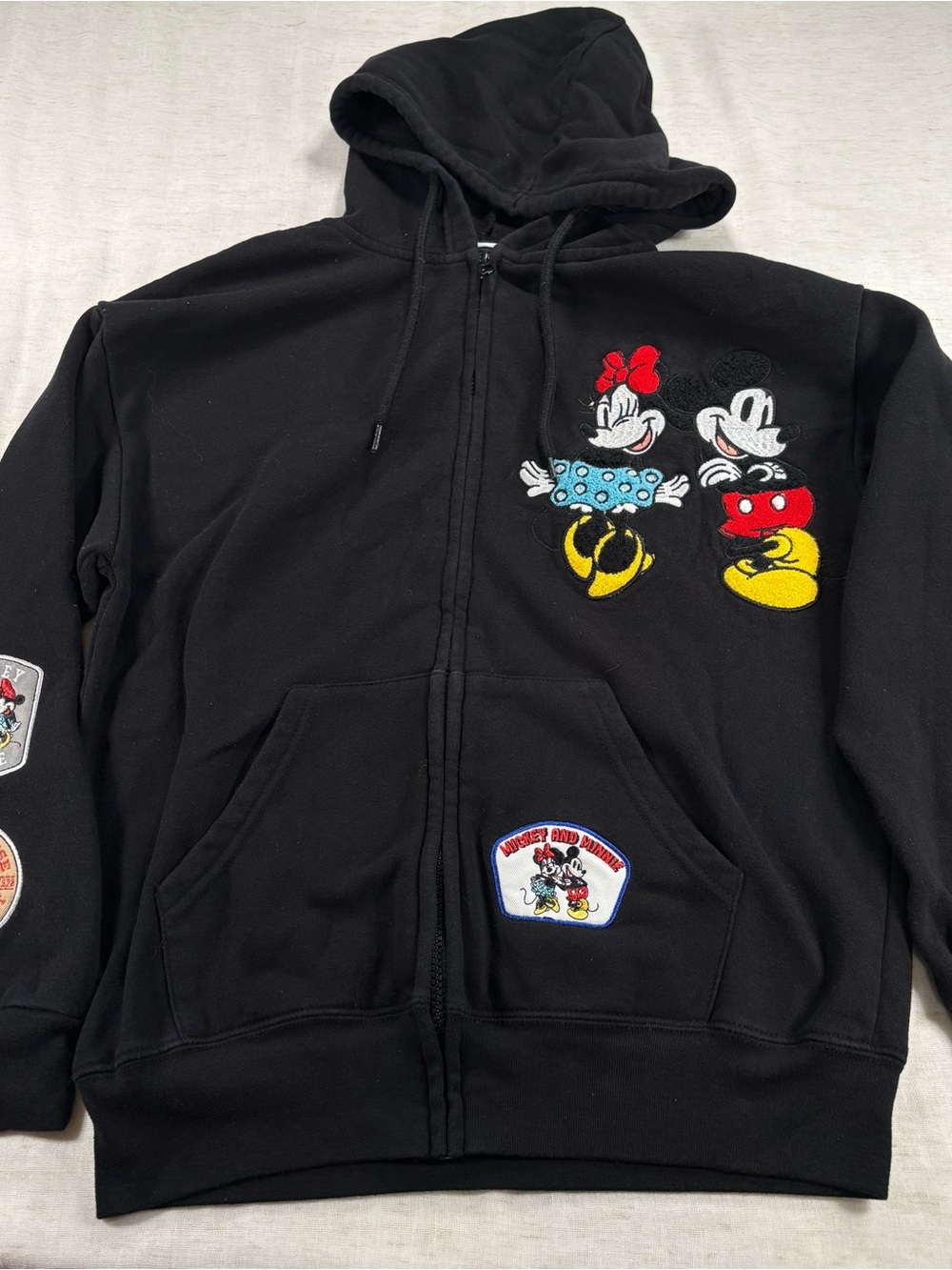 Disney Black Women Hoodie with Mickey & Minnie Embroidery